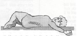 2) KNEE ROLLING Engage your lower abdomen, gently lower both knees to the left as far as comfortable before bringing them back to the centre. Relax.
