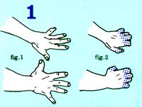 Separate and straighten your fingers until tension of a stretch is felt (fig. 1). Hold for 10 seconds.