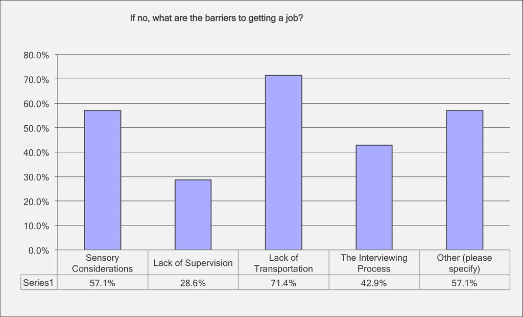 Barriers to Getting a Job Other included: having no experience