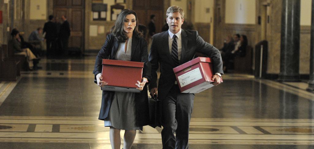 In a season one episode, Alicia (Julianna Margulies, left) discovers evidence of possible jury tampering while working with Cary (Matt Czuchry, right) on her firm s class action lawsuit against a