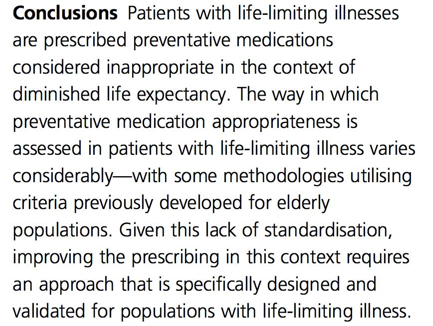 medication in patients with life-limiting