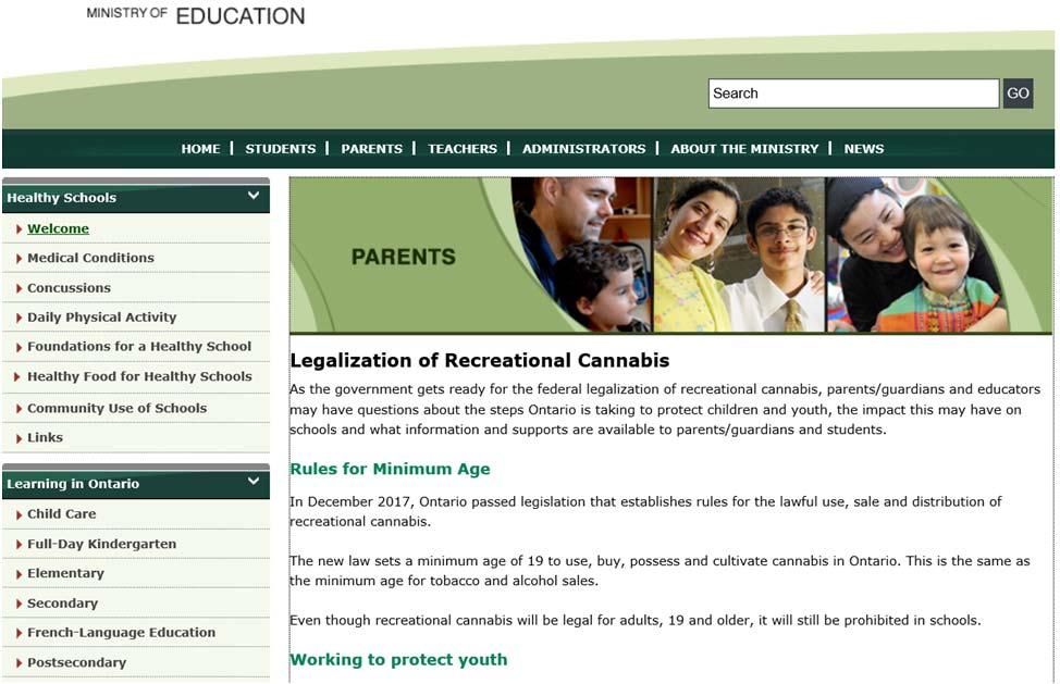 Other resources Ministry of Education Legalization of Cannabis