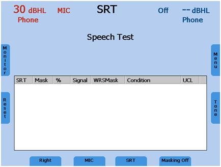 6.2.2 Performing Speech Testing Use the function button for Speech on the right side of the tone screen (16) to switch to speech testing.