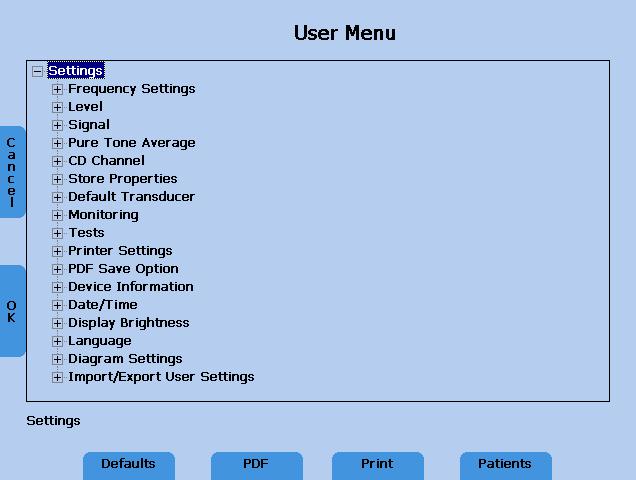 8 User Menu The User Menu enables the user to customize the device to meet their specific needs.