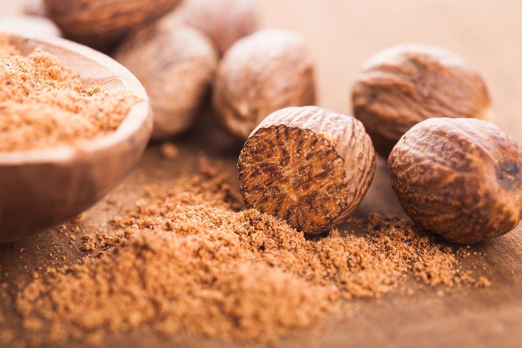 10. Nutmeg Nutmeg is a fragrant medicinal spice that has been used therapeutically for thousands of years. Nutmeg is rich in antioxidants and vitamin C, folic acid, riboflavin, and beta carotene.