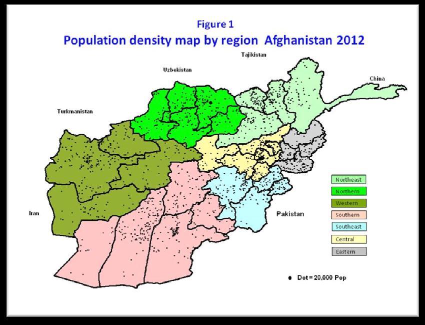 5 P a g e 2. Introduction: Afghanistan is administratively divided into 7 regions and 34 provinces which are subdivided into 399 districts, the lowest administrative units.