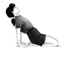 ) Exhale as you hold this position. Inhale and straighten up. Repeat this stretch three to five times.