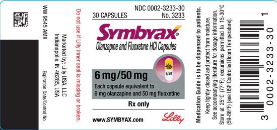 PACKAGE LABEL SYMBYAX 12mg/50mg capsules, bottle of 30 NDC 0002-3234-30 30 CAPSULES No.