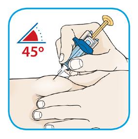 Gently insert the needle into the pinched skin at a 45º angle.