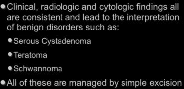 Neoplastic - Benign Clinical, radiologic and cytologic findings all are