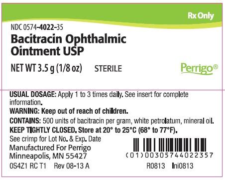 BACITRACIN bacitracin ointment Product Information Prod uct T yp e HUMAN PRESCRIPTION DRUG Ite m Cod e (S ource ) NDC:0 574-40 22 Route of Ad minis tration OPHTHALMIC Active Ingredient/Active Moiety