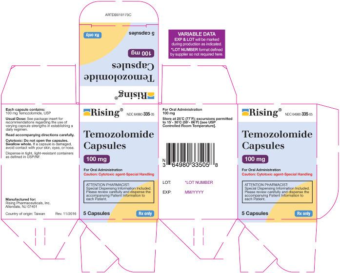 PRINCIPAL DISPLAY PANEL - 140 mg Ris ing NDC 64980-336-05 Temozolomide Capsules 140