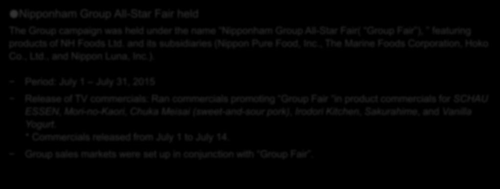 5. Group Marketing: Outlook Nipponham Group All-Star Fair held The Group