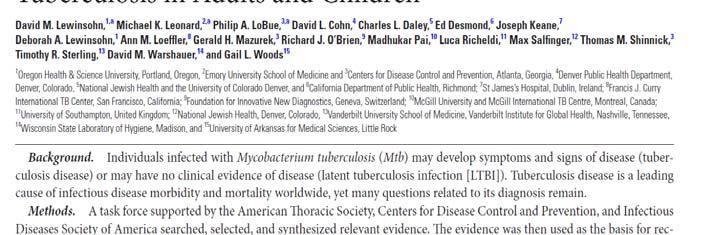 Tuberculosis in Adults and Children Who to test