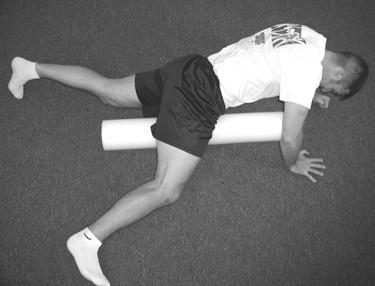 Adductors Balance on elbow and hand with one leg at about 130 degrees.