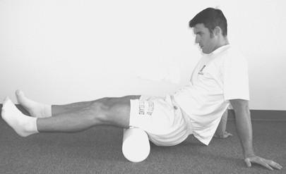 Balance on hands to work hamstrings from glute to knee.