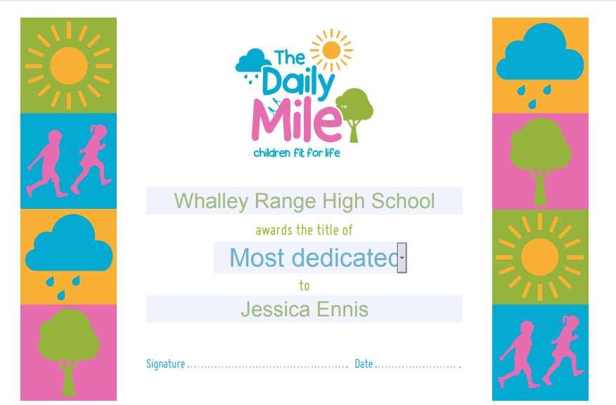 INTERHOUSE DAILY MILE CHALLENGE The House office will enter your miles onto the school database Each half term certificates will be awarded to students in each House All student miles are added to