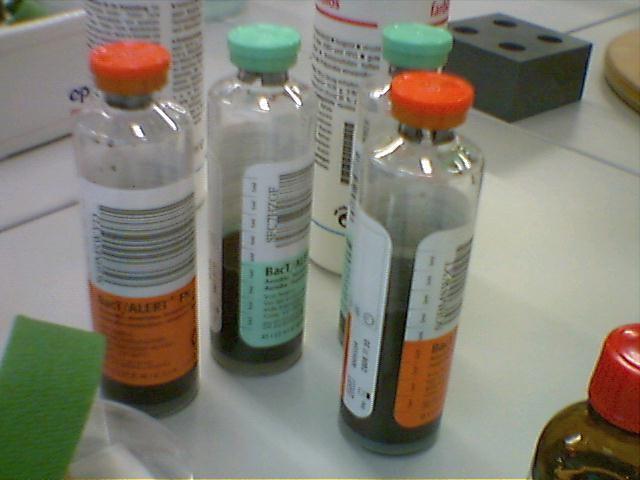 Blood culture Volume of blood:10-30 ml for adults and 1-5 ml for children The blood collected is then injected into