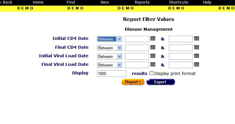 Next, the Report Filter Screen is displayed.