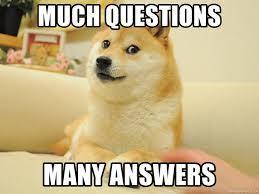 Figure 7 A dog looking at the camera with the mem of "much questions, many answers" Good to
