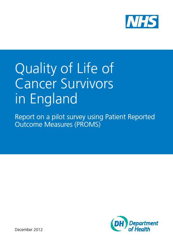 Quality of Life survey (DH 2012) The largest survey of cancer survivors in Europe Used EQ-5D to assessed overall quality of life in 4 groups at 4 time points.