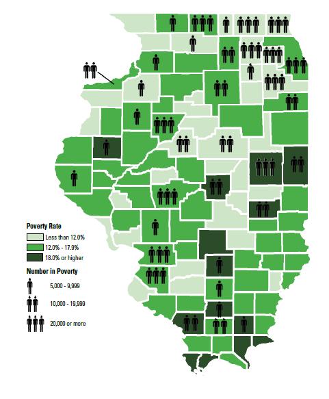 Illinois Poverty Map by County (2015) * *