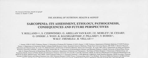 Rolland Y et al. Sarcopenia: Its assessment, etiology, pathogenesis, consequences and future perspectives, J Nutr Health Aging, Vol. 12, No. 7, pp.
