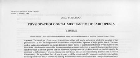 Boirie Y. Physiopathological mechanism of sarcopenia, J Nutr Health Aging, Vol. 13, No.