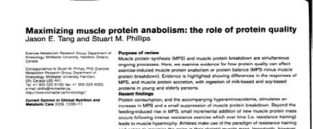 Treatment: Different types of whole proteins 65 Tang JE et al.