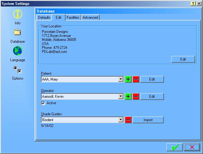 Kevin Aamodt Page 7 7/1/2004 System Settings Allow users to activate/deactivate Operators and Facilities.