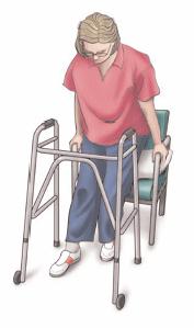 confident to do so. Walking with a frame/crutches Move the frame first. Then step the operated leg forward. Push down through the frame/crutches and step forward with your non-operated leg.