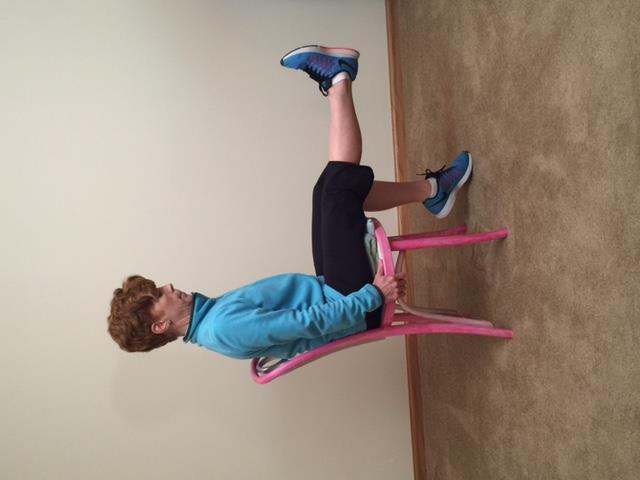 Leg Extensions: Strengthen thighs Breathe slowly; out on exertion and in on Perform all