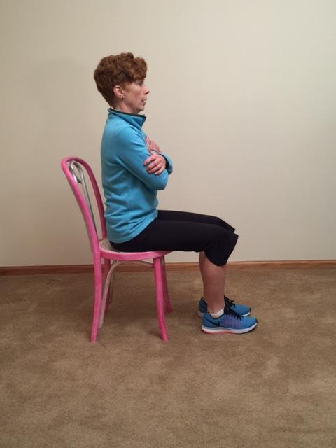 Chair Stand Without Hands: Strengthens abdomen and thighs.