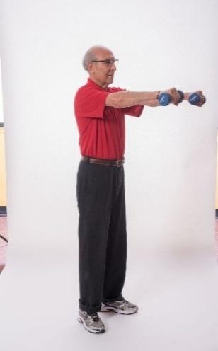 Straighten the arms, and then slowly bring your arms back to starting position.