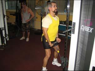 7. Cable Bicep Curl : Muscle: Biceps Resistance: Cable and weights Place feet one foot-length from the pulley mechanism, bend knees