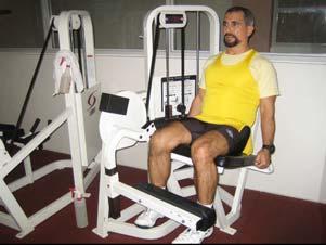 13. Leg Extension : Muscle: Thighs Resistance: on the pulley Body Connection: Hands gripping the handles Adjust footpad so it rests just above the ankle.