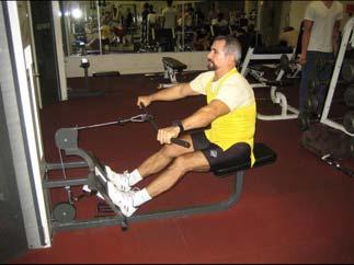 Seated Cable Row (Open Grip) : Muscle: Back / Latisimus dorsi Resistance: ed Cable Using a straight bar, hold the hand grips with palms down, keeping