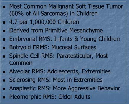 of Kidney Reported in 15/29 (52%) Infantile Sarcomas