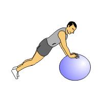 One Arm Med Ball Pushup 1) Get on hands and knees on floor with hands palm down, fingers pointing straight ahead, and aligned at the nipple line.