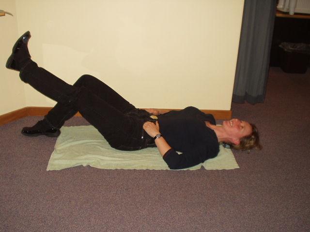 Trunk stability extension for ABDOMINALS Lie on back with knees bent up Tighten lower abdominals belly button pulled in