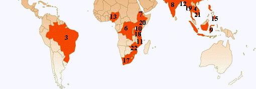 1 Afghanistan 2 Bangladesh 3 Brazil 4 Cambodia 5 China 6 DR Congo 7 Ethiopia 8 India 9 Indonesia 10 Kenya 11