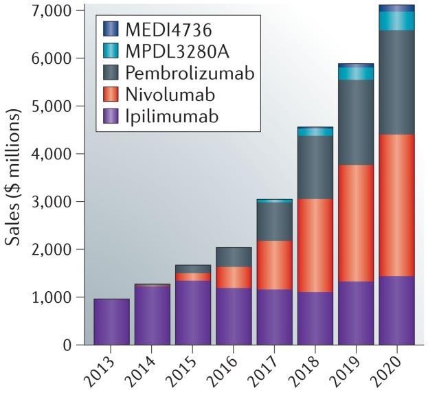 Checkpoint Inhibitor Market Immuno-oncology products are expected to generate ~$9 billion across the world by 2022 2 The cancer therapeutic vaccines segment of the market is expected to have sales of
