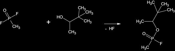 in which the methylphosphonylflouride is synthesizedin the following manner: In the