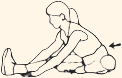 15) Stretches back of leg and lower back Sit on floor, legs straight