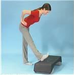 Repeat...1... time left, and...1... times right Hamstrings Stand with the leg to be stretched on a footstool or step.