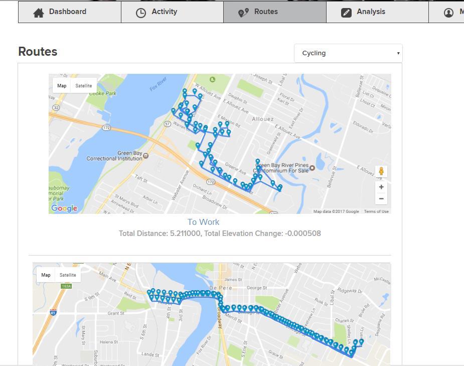 Routes Routes are created when you save an activity as a route with the mobile app. 1) Select the activity type (running, cycling, etc.
