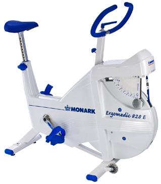 The ergometer is positioned on a stable fixture which can be adjusted in height to facilitate an optimal cycling position, sitting or standing.
