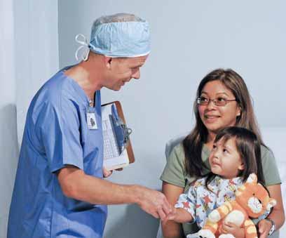 The Day of Surgery When you arrive at the hospital or surgery center: You and your child will meet with an anesthesia specialist.