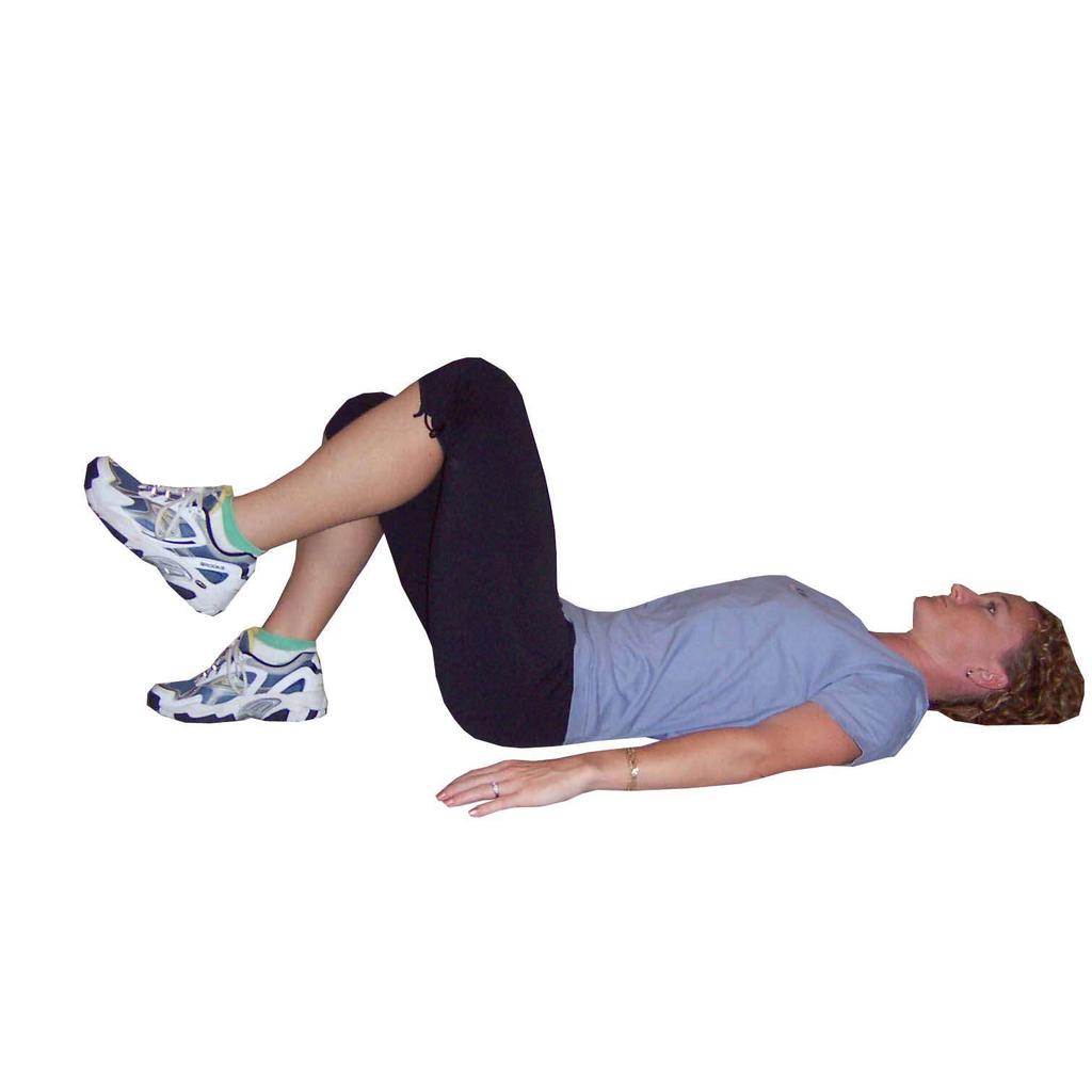 bent, feet on the floor Preset lower abdominals, hold neutral spine position Slowly raise