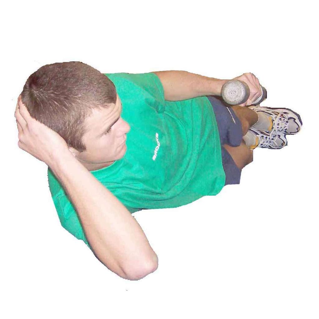 Shoulder External Rotation - Adduction - Dumbbell Lie on side, head supported by hand